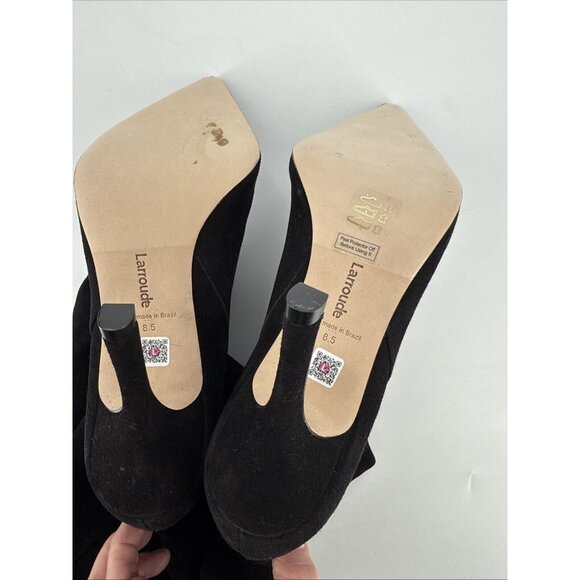 Larroude Womens Size 8.5 Kate Tall Knee Boots Black Suede Stiletto Heel $485 - Picture 11 of 13